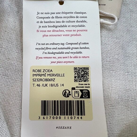 Sezane NWT Zoea Printed Floral Cotton Long Sleeve Button-Down Dress Sz 46 US 14 - Picture 10 of 13